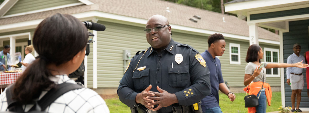 Police officer with kids